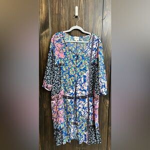 Hayden Duster Topper Womens Medium Multicolor Boho Floral Button Up Shrug Top-XL